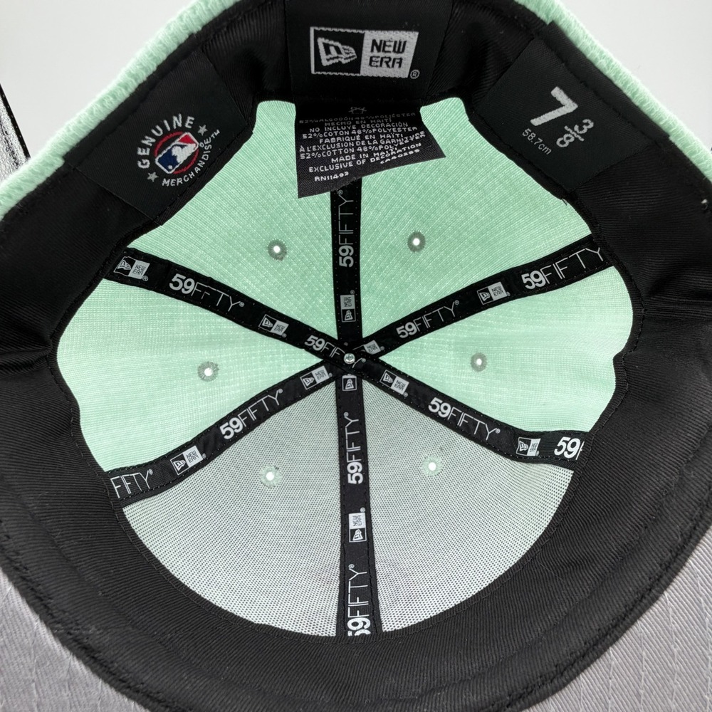 Chicago Cubs Thermal Knit Hat New Era 59Fifty Mint Green Black Fitted 7 3/8 NEW - Picture 9 of 11